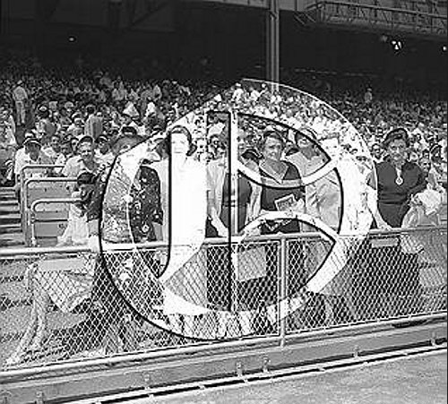Mrs Ruth and Mrs Gehrig with Old Timers Wives55N0167